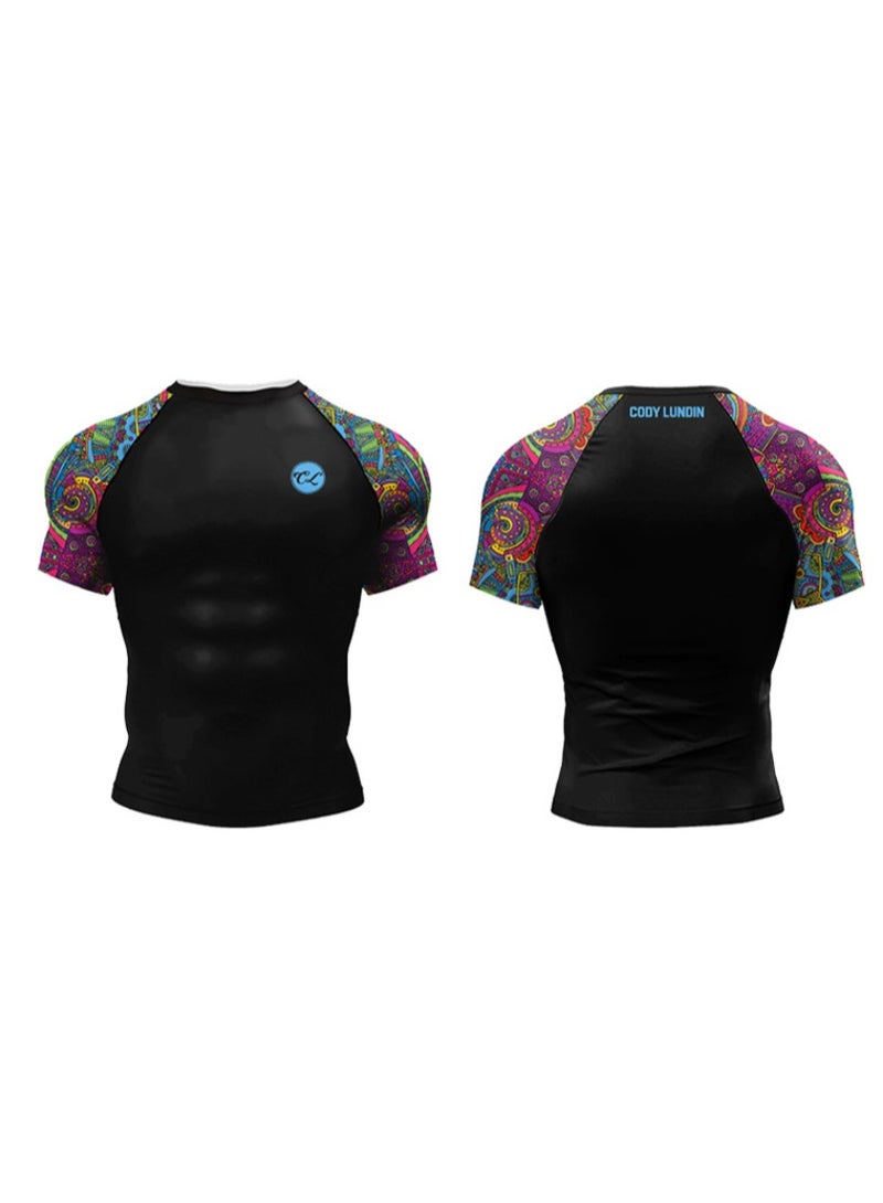 Men's  3D Digital Printed Short-sleeved Sweatshirt Quick Dry Breathable Round Neck O Neck T-shirt Running Sport - Image 2