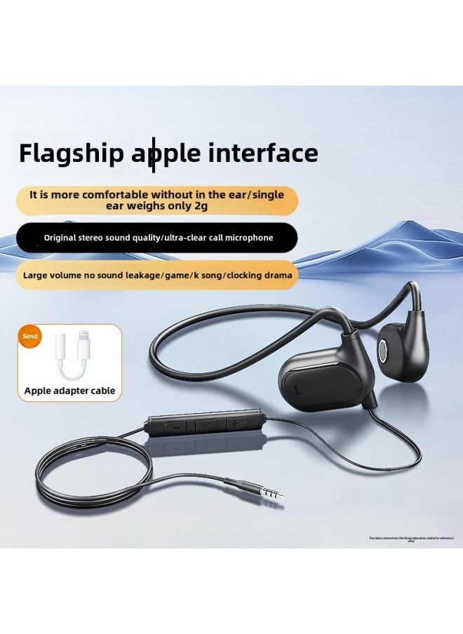 Generic - Computer Wired Headphones Not In Ear Non-Bone Conduction Ear-Hanging Desktop Notebook Painless Headset For Long-term Wear-Color:Flagship Black  Suitable For Apple 5-14/ipad Tablet Series - Image 1