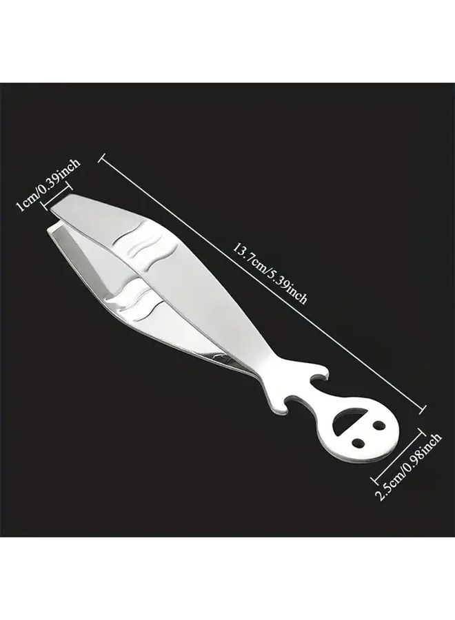 1pc Stainless Steel Smiling Tweezers Multi Purpose Cooking Tool For Fish Bone Removal Meat Processing Forceps Poultry Hair Removal Rust Resistant Material - Image 3