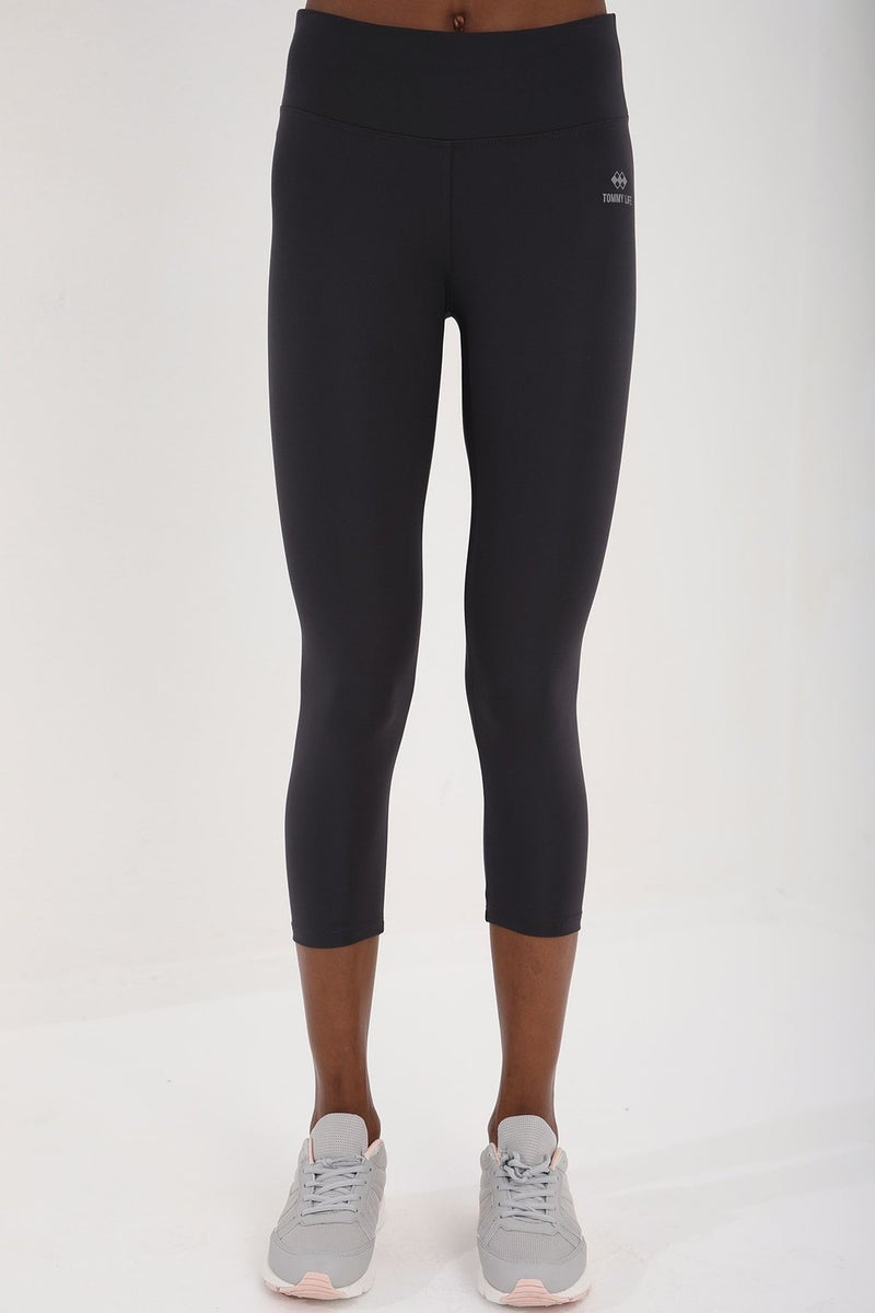 Tommy Life Anthracite Women's High Waist Slimmer Cross Back Detailed Sports Bustier-Capri Leggings Set - 95283  - Image 5