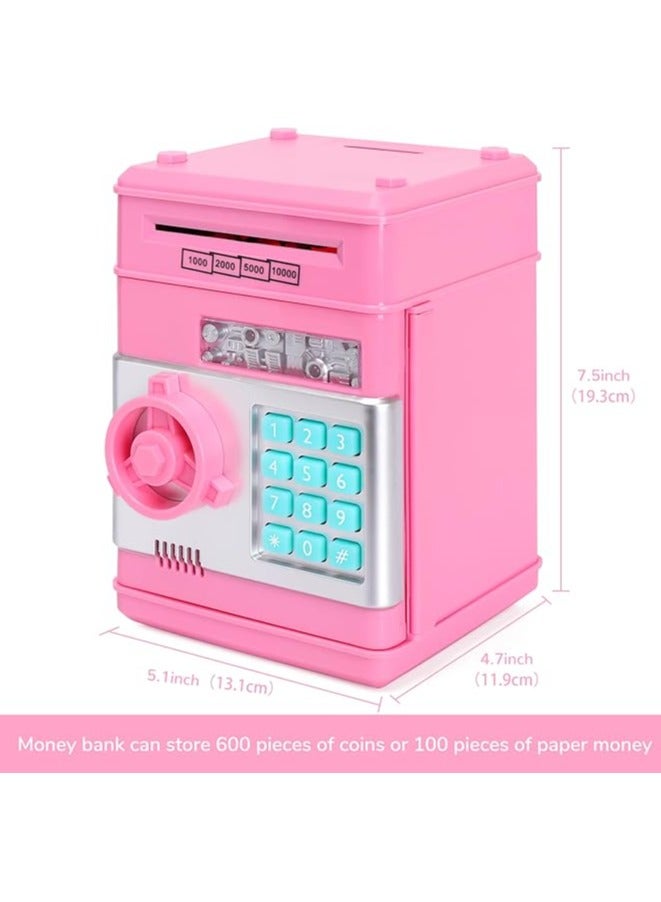 Mini ATM Piggy Bank ATM Machine Best Gift for Kids,Electronic Code Piggy Bank Money Counter Safe Box Coin Bank for Boys Girls Password Lock Case (Deep Pink) - Image 5