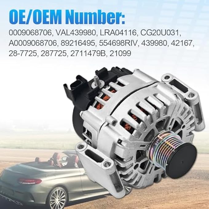 HonHuCo 0009068706 Alternator 12V 200A Compatible With Mercedes Benz GL450 2015 2016 GLE450 AMG C450 AMG 2016 E43 AMG 2017 2018 GLS450 2017-2019 3.0L V6 - Image 3