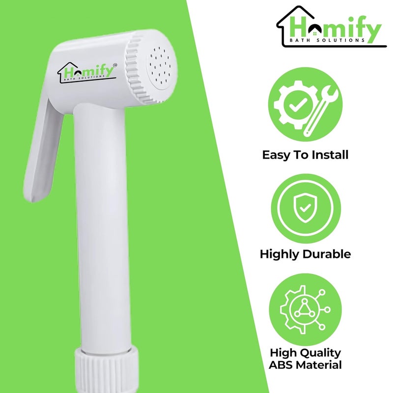 Homify ABS Health Faucet Jet Spray HighPressure Handheld Bidet Sprayer for Toilet LeakProof with Flexible Hose Commode Seat Shower English Seat Spray DIY Installation - Image 2