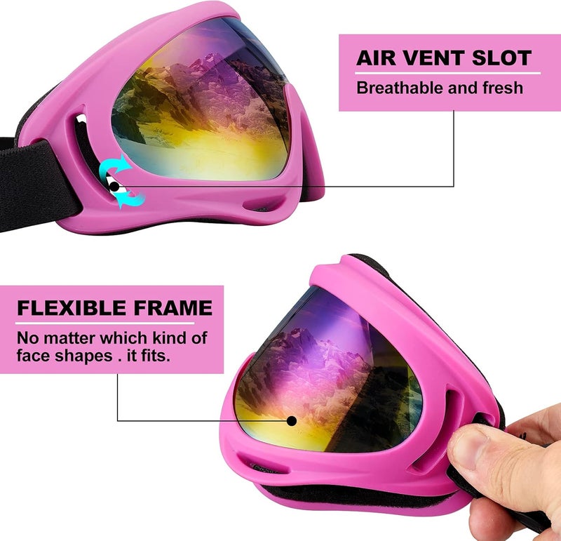 SixYard Ski Goggles, Motorcycle Goggles, 3 Pack Snowboard Snow Goggles for Men Women Adult Youth - Image 4