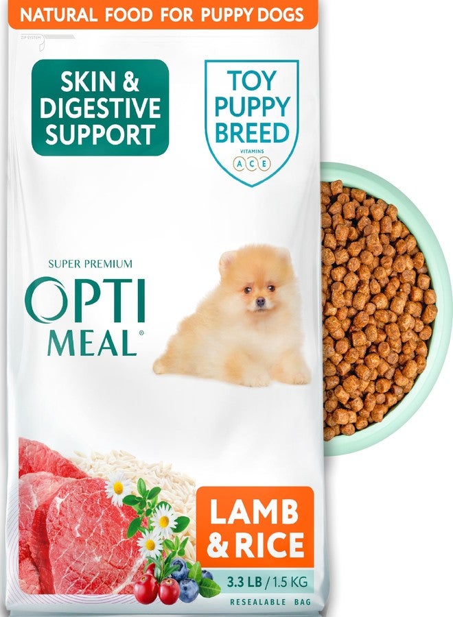 Optimeal Puppy Toy Breed Dog Food - Premium Dry Recipe for Small and Toy Breed Puppies - Skin and Digestive Support (3.3 lb, Lamb & Rice) - Image 1
