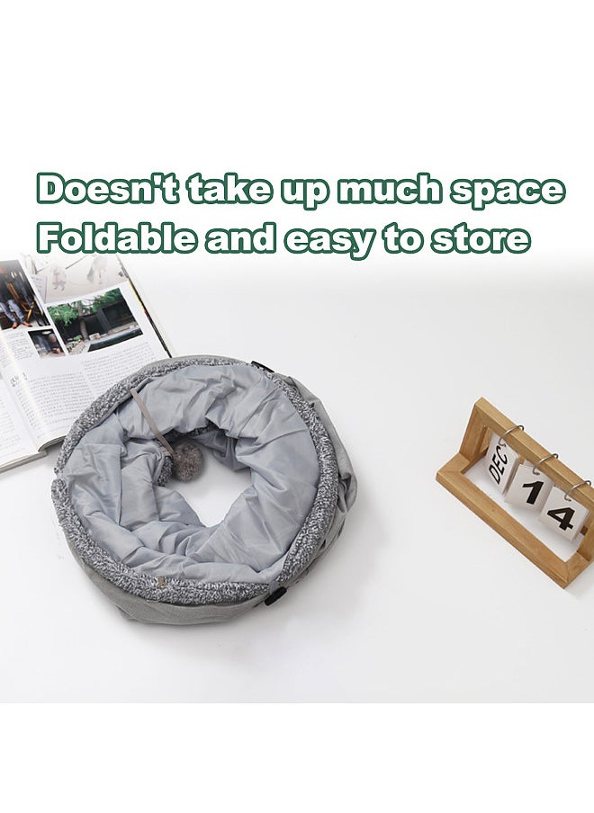Generic - Suede Cat Tunnel Toy  Foldable Peekaboo Tunnel with Self-entertaining Ball  Built-in Steel Wire  Soft and Delicate  Best Sellers  Cat Cafe  Family with Cats - Image 1