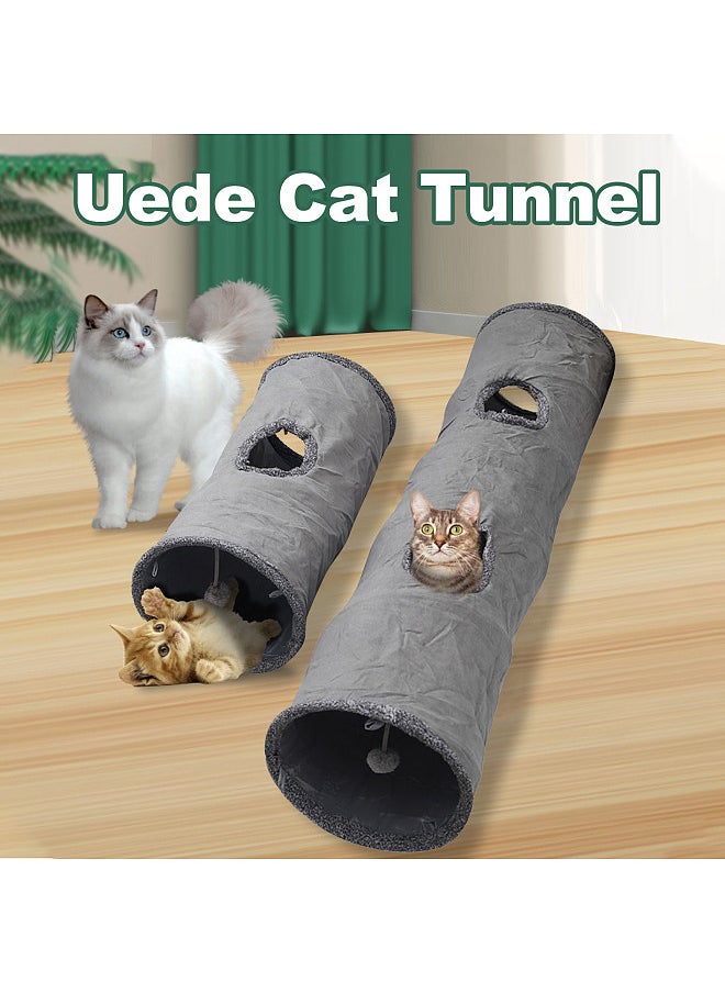 Generic - Suede Cat Tunnel Toy  Foldable Peekaboo Tunnel with Self-entertaining Ball  Built-in Steel Wire  Soft and Delicate  Best Sellers  Cat Cafe  Family with Cats - Image 1