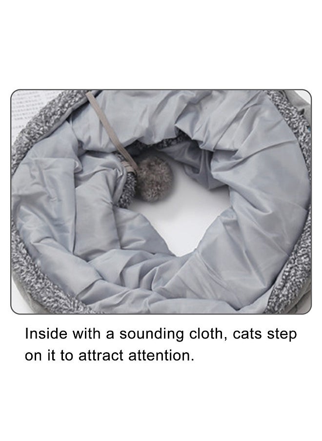 Generic - Suede Cat Tunnel Toy  Foldable Peekaboo Tunnel with Self-entertaining Ball  Built-in Steel Wire  Soft and Delicate  Best Sellers  Cat Cafe  Family with Cats - Image 1