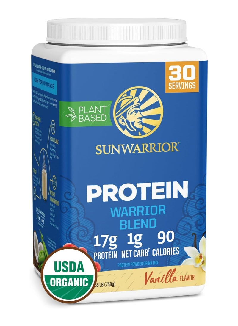 Sunwarrior Sunwarrior Warrior Blend Organic Plant-Based Protein Powder Vanilla – Vegan, Keto-Friendly, 750g  - Image 1