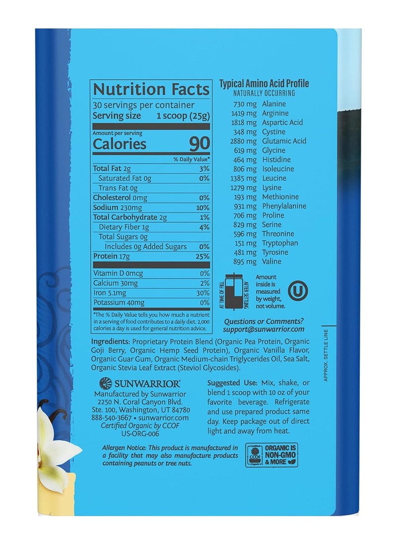 Sunwarrior Sunwarrior Warrior Blend Organic Plant-Based Protein Powder Vanilla – Vegan, Keto-Friendly, 750g  - Image 5