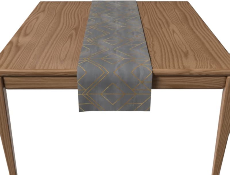 ART MOOD HOME Velvet Golds Grey runner Grey * Gold 35x140 CM