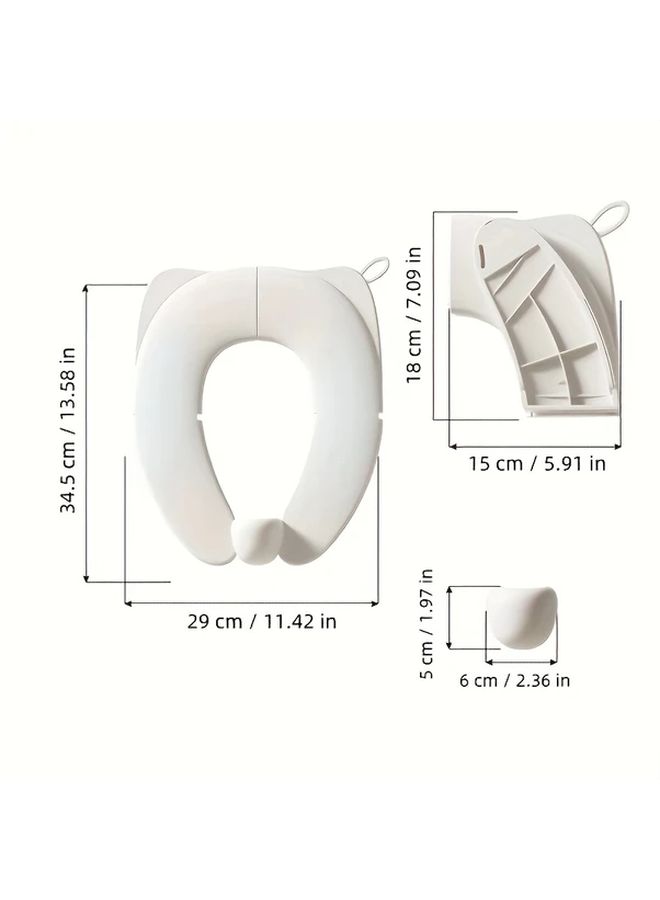 Portable Anti-Pinch Travel Potty Seat White Foldable Potty Training Chair for Toddlers 1pc - Image 2