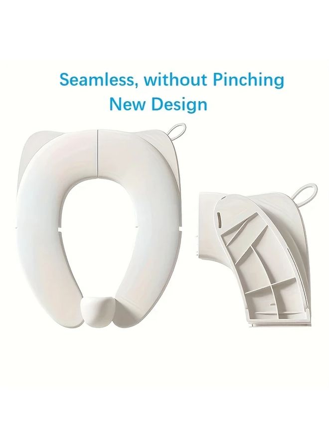 Portable Anti-Pinch Travel Potty Seat White Foldable Potty Training Chair for Toddlers 1pc - Image 1