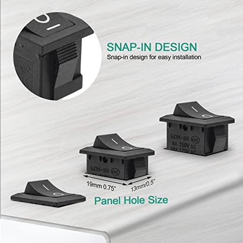 QTEATAK 5Pcs On/Off Boat Rocker Switch 5Pcs 2 Pin 2 Position Snap 12V 110V 250V - Image 5