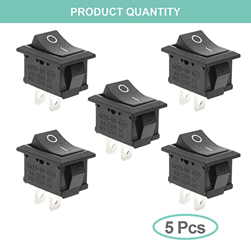 QTEATAK 5Pcs On/Off Boat Rocker Switch 5Pcs 2 Pin 2 Position Snap 12V 110V 250V - Image 4
