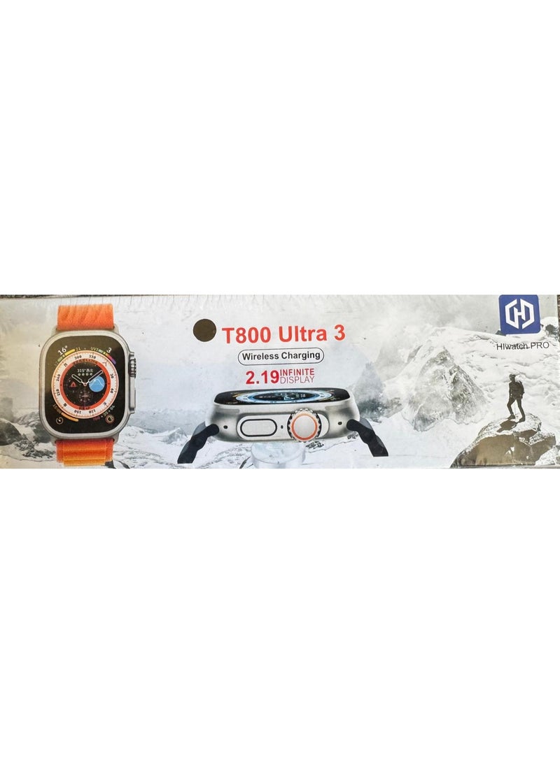 T800 Ultra 3 Smart Watch 2.19 Infinite Display HD Compatible for Android Bluetooth Call, Fitness Tracker, Black - Image 2