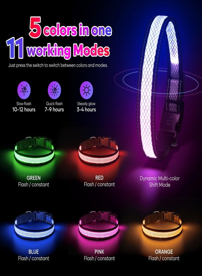 طوق مضيء للكلاب من ويسايبر، طوق LED قابل لإعادة الشحن عبر منفذ USB يتوهج في الظلام، طوق كلاب عاكس قابل للتعديل ومقاوم للماء للمشي الليلي (RGB، S) - Image 5