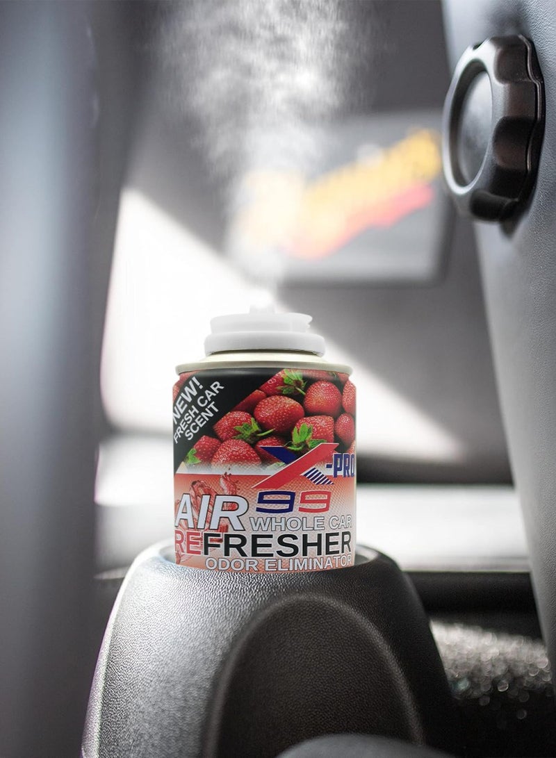X Pro 99 4PCS  X-PRO 99 Air Refresher Whole Car Odor Eliminator Spray 200ml Strawberry Fresh Scent A/C Vent Cleaner Interior Cabin Freshener Long Lasting Car Fragrance Spray for Cars SUVs Vans Trucks - Model X99-AC200STR - Image 2