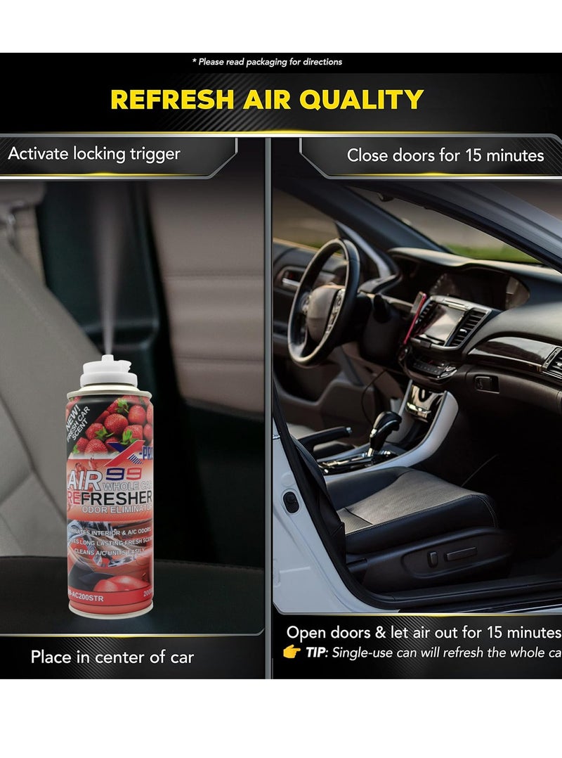 X Pro 99 4PCS  X-PRO 99 Air Refresher Whole Car Odor Eliminator Spray 200ml Strawberry Fresh Scent A/C Vent Cleaner Interior Cabin Freshener Long Lasting Car Fragrance Spray for Cars SUVs Vans Trucks - Model X99-AC200STR - Image 5