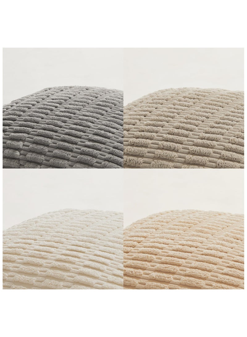 XiuWoo 4 Packs  45x45 cm Neutral Decorative Throw Pillow Covers for Living Room Couch Bed Sofa, Rustic Farmhouse Boho Home Decor, Soft Plush Striped Corduroy Square Cushion Case  - Image 4