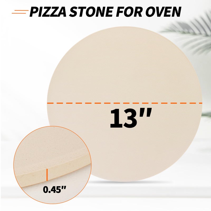 Dinlon Round Pizza Stone for Oven, 13" Cooking Stone Compatible with Breville Smart Oven BOV800 BOV845, Cordierite Baking Stones for BBQ Grill, Pizza Stones BOV800PS Replacement for Breville Oven Accessories - Image 2