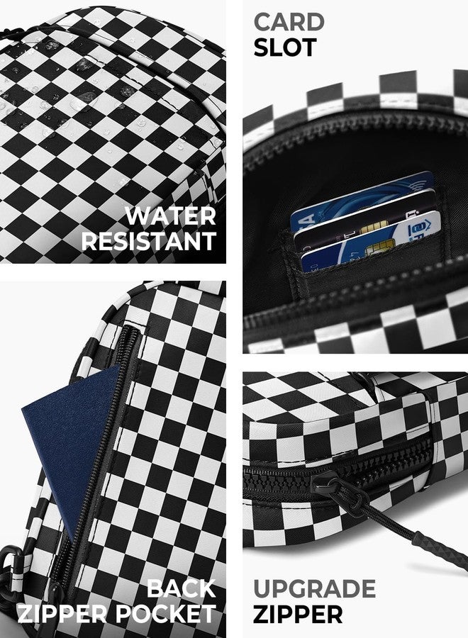 CHOLISS حقيبة كتف صغيرة من تشوليس للنساء والرجال، حقائب كروسبودي عصرية، حقيبة صدر بحزام قابل للتمديد، A14 أسود بنقشة مربعات، صغيرة، حقيبة كتف صغيرة - Image 5