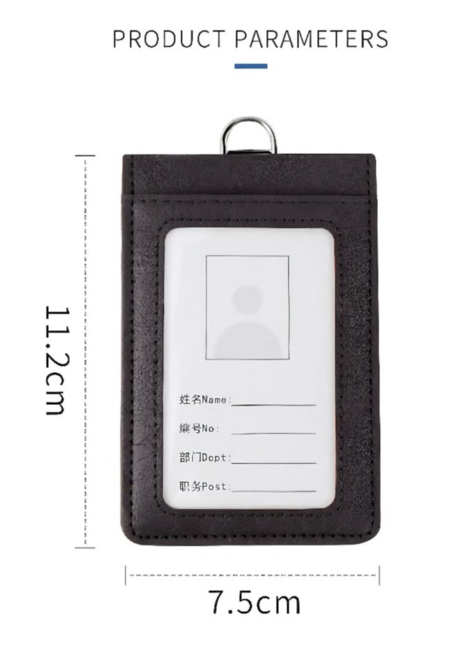 Generic ID card bag leather, folding PU card bag telescopic rope, high-quality color-changing PU, multi-socket ID card holder leather large capacity, work card employee badge cover, light luxury high-end feeling, can accommodate multiple bank cards, ID cards, business cards, subway cards, etc.  - Image 2