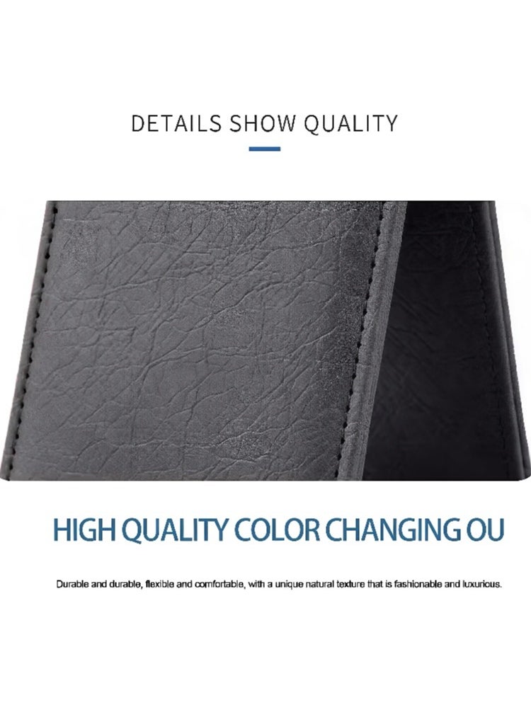 Generic ID card bag leather, folding PU card bag telescopic rope, high-quality color-changing PU, multi-socket ID card holder leather large capacity, work card employee badge cover, light luxury high-end feeling, can accommodate multiple bank cards, ID cards, business cards, subway cards, etc.  - Image 5