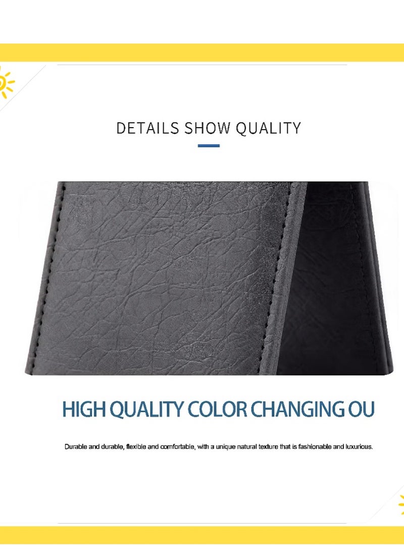 Generic ID card bag leather, folding PU card bag telescopic rope, high-quality color-changing PU, multi-socket ID card holder leather large capacity, work card employee badge cover, light luxury high-end feeling, can accommodate multiple bank cards, ID cards, business cards, subway cards, etc.  - Image 4