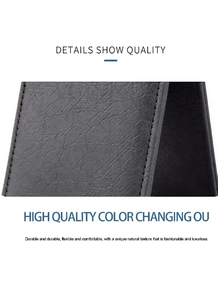 Generic ID card bag leather, folding PU card bag telescopic rope, high-quality color-changing PU, multi-socket ID card holder leather large capacity, work card employee badge cover, light luxury high-end feeling, can accommodate multiple bank cards, ID cards, business cards, subway cards, etc.  - Image 4