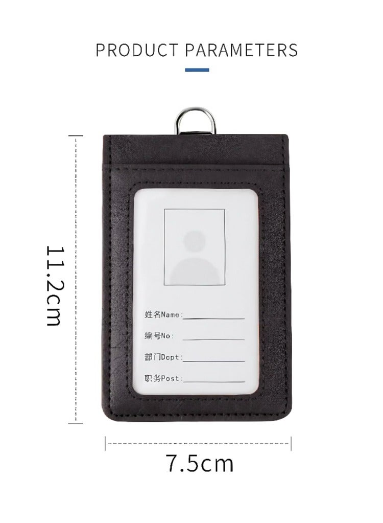 Generic Id Card Wallet Made of Leather Material, Foldable PU Card Wallet with Retractable Cord,Multi-card Slot Id Card Wallet with Large Capacity Design - Image 4