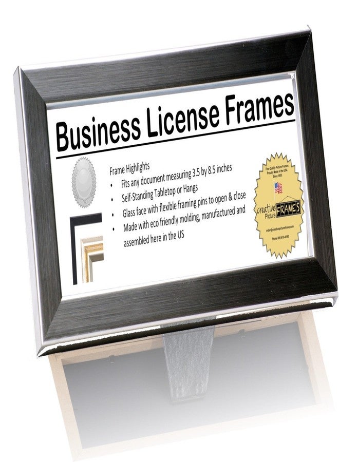 Creative Picture Frames Executive Collection Business License Frame - Stainless Steel Collection 3.5 By 8.5 Inch Easel Back With Wall Hanger Great For Certificates, Tax License And More - Image 1