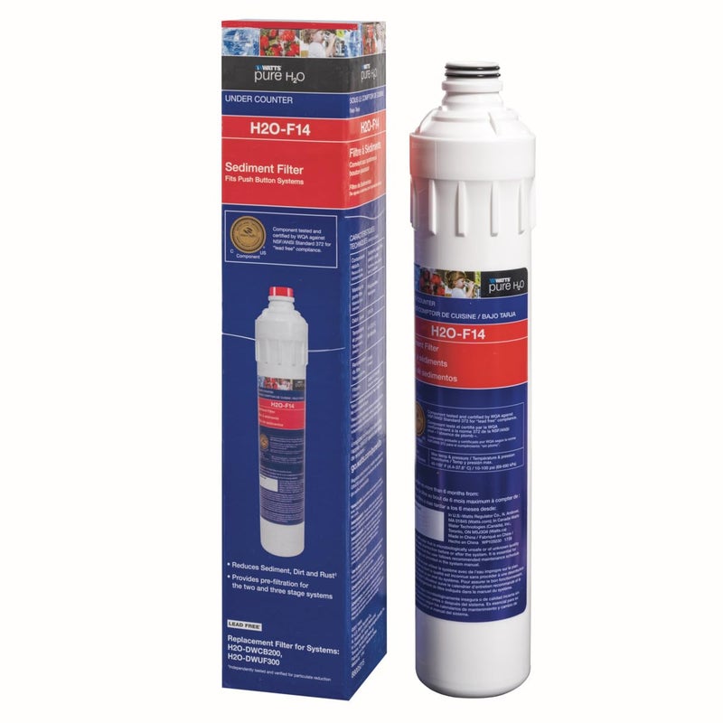 Watts Premier H2O-F14 Pure H2O 5-Micron Sediment Water Filter Replacement for H2O-DWCB200 and H2O-DWUF300 Under Counter Water Filtration Systems, Push Button Design - Image 5