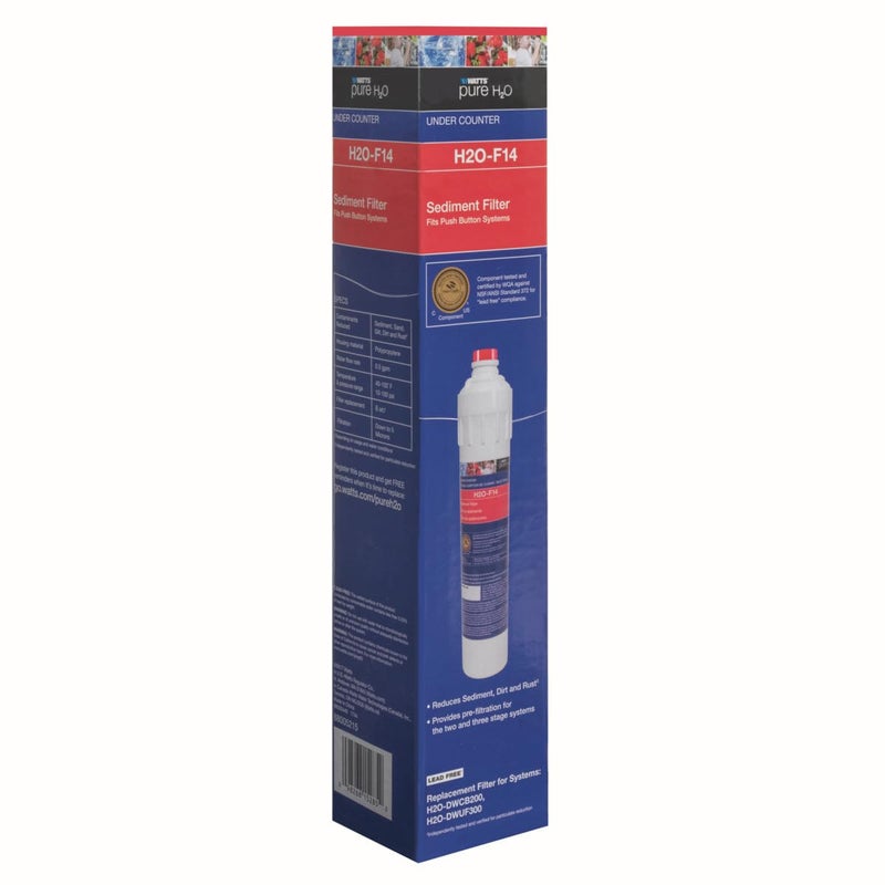 Watts Premier H2O-F14 Pure H2O 5-Micron Sediment Water Filter Replacement for H2O-DWCB200 and H2O-DWUF300 Under Counter Water Filtration Systems, Push Button Design - Image 4