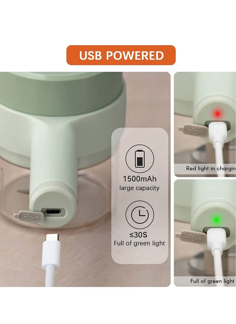 ELTRAZONE 4 in 1 multifunctional usb rechargeable Handheld Electric Vegetable Cutter Set, Garlic Mud Masher Food Chopper, Portable Mini Wireless Food Processor,vegetable cutter slicer for Garlic Pepper Chili On  - Image 2