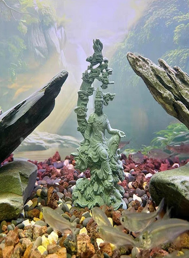 livelyfish Aquarium Guan Yin Statue Buddhist Decoration Kuanyin Buddha Sculpture Zen Sandstone Collection Figurine for Home Fish Tank Decor (Gray) - Image 2