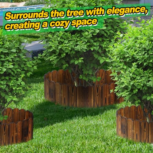 Alphatool Rustic Pine Wood Garden Fence - 19.8ft Total Length (3pcs 6.6ft L*12in H) Easy to Install Sturdy Wooden Landscape Edging Border, No Fading Planter Fencing for Yard Flower Bed Lawns Pathway Tree - Image 5