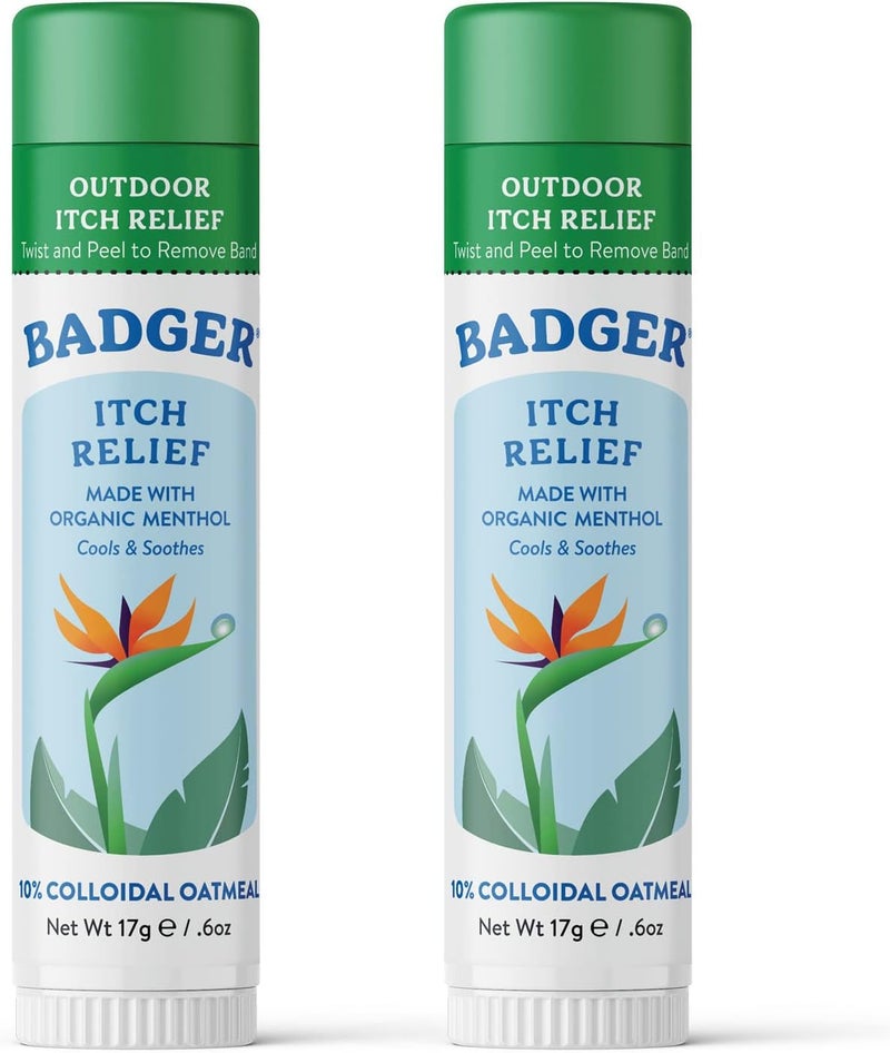 Badger Bug Bite Itch Relief Stick, Natural & Organic Anti Itch Cream for Bug Bites, Rashes & Poison Ivy, Fast Itchy Skin Relief After Bite, Works Great, Smells Great, Easy to Use, .6 oz, 2-Pack - Image 1