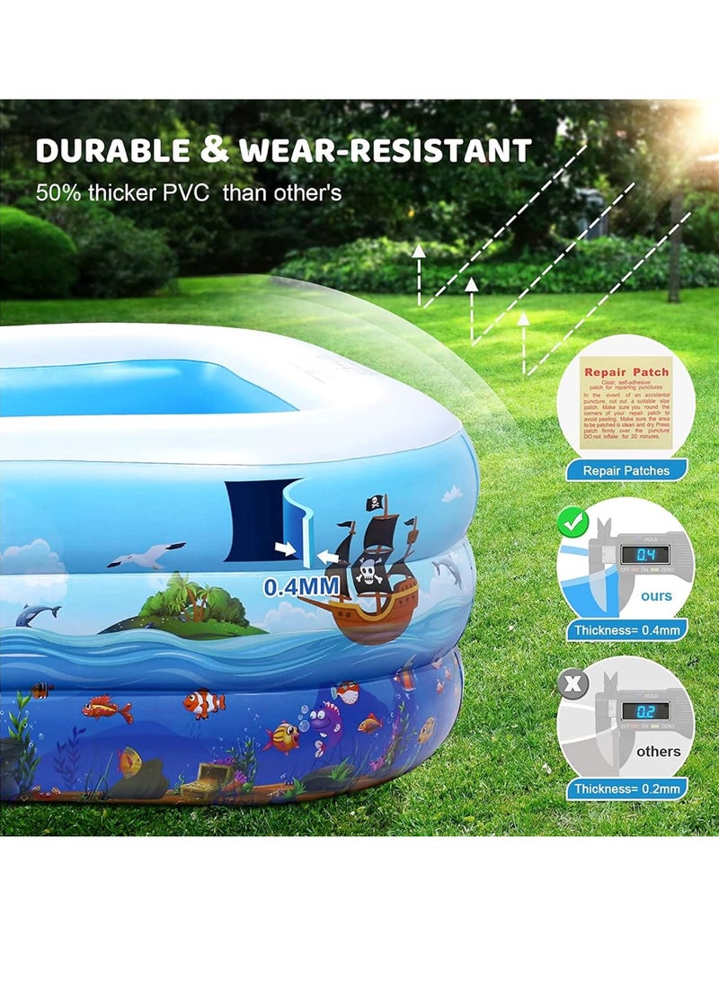 Inflatable Swimming Pool Kiddie Pool Large Size Blow Up Swimming Pool for Family Adults Kids Toddler Giant Rectangle Lounge With Pump include for Indoor Outdoor Backyard Ground  (130 X 90 X 40CM) - Image 4