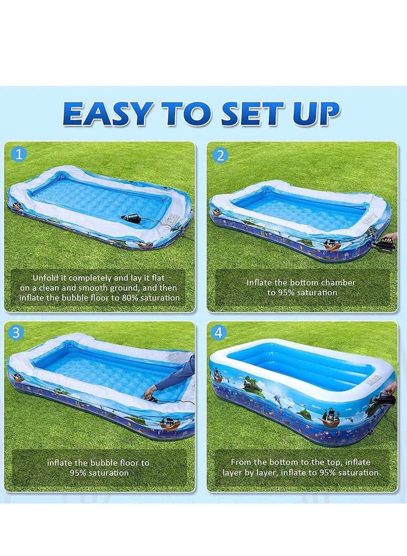 Inflatable Swimming Pool Kiddie Pool Large Size Blow Up Swimming Pool for Family Adults Kids Toddler Giant Rectangle Lounge With Pump include for Indoor Outdoor Backyard Ground  (130 X 90 X 40CM) - Image 5
