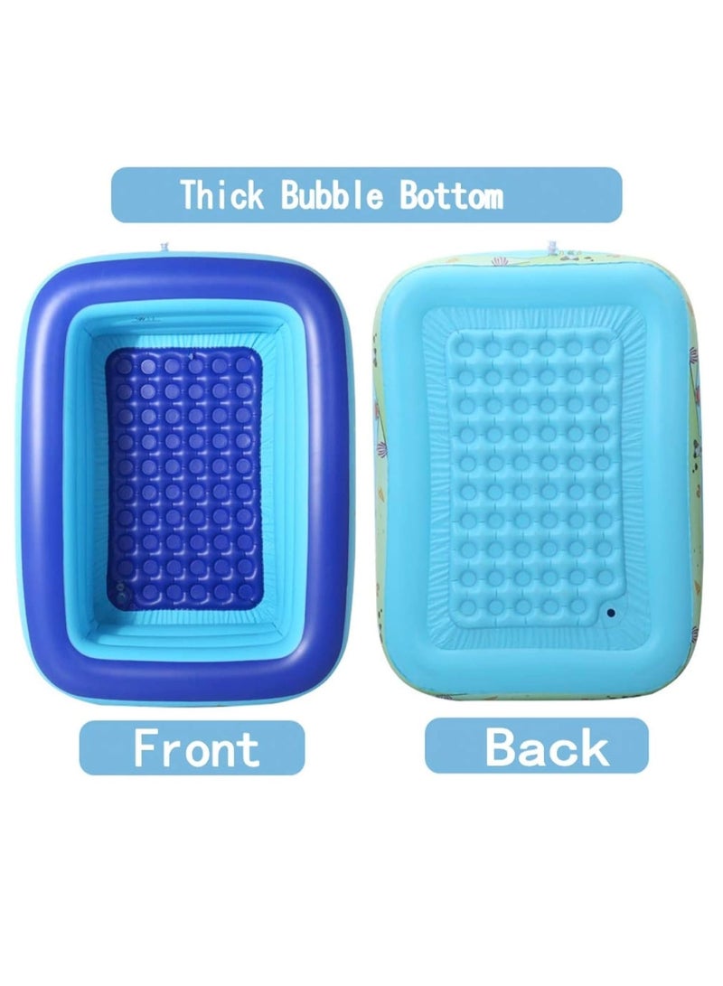 Inflatable Swimming Pool Kiddie Pool Large Size Blow Up Swimming Pool for Family Adults Kids Toddler Giant Rectangle Lounge With Pump include for Indoor Outdoor Backyard Ground  (130 X 90 X 40CM) - Image 3