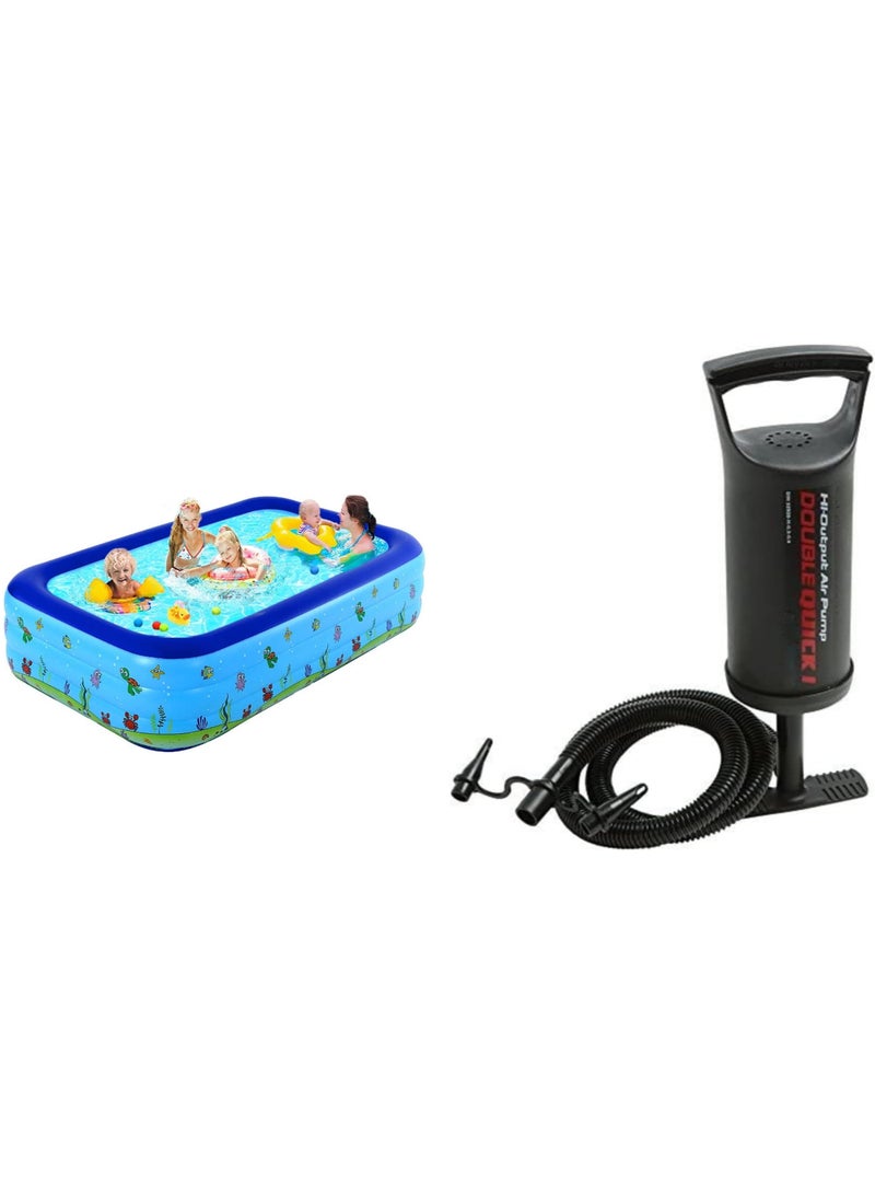 Inflatable Swimming Pool Kiddie Pool Large Size Blow Up Swimming Pool for Family Adults Kids Toddler Giant Rectangle Lounge With Pump include for Indoor Outdoor Backyard Ground  (130 X 90 X 40CM) - Image 1