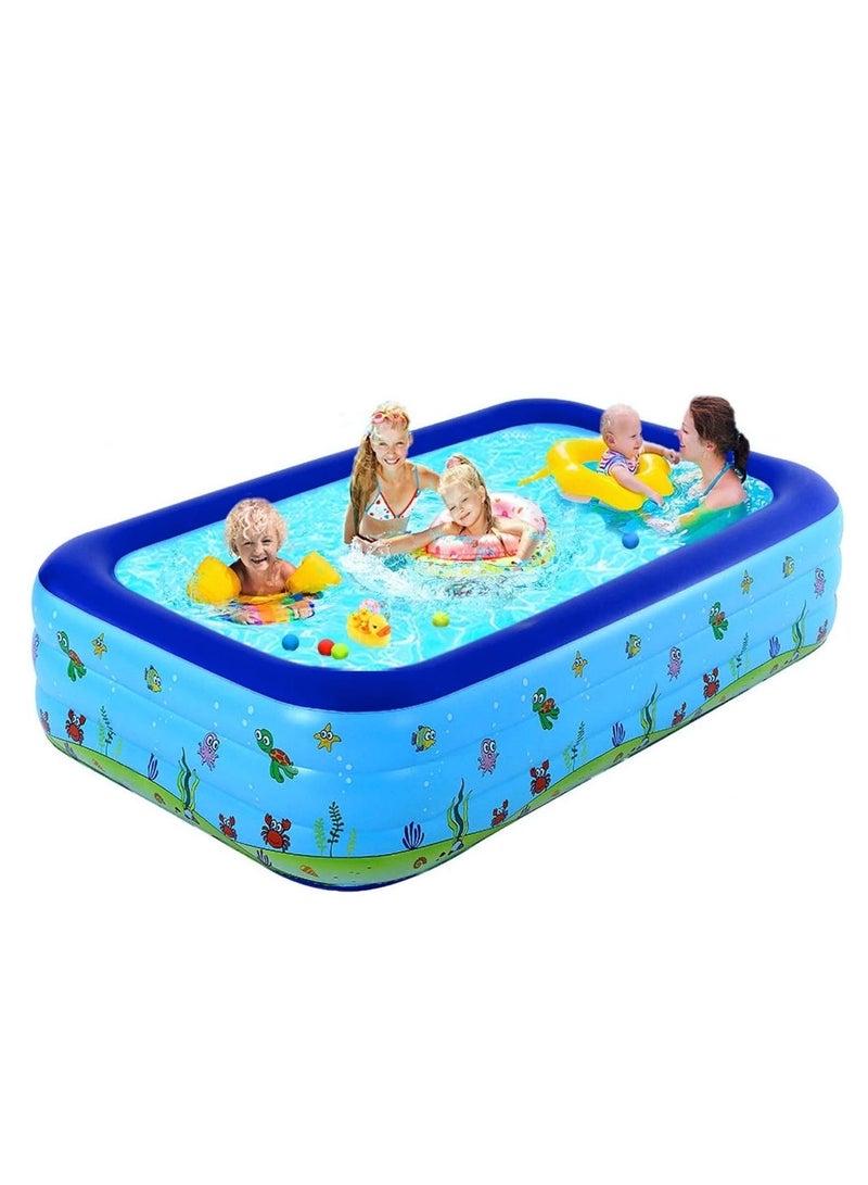 Inflatable Swimming Pool Kiddie Pool Large Size Blow Up Swimming Pool for Family Adults Kids Toddler Giant Rectangle Lounge With Pump include for Indoor Outdoor Backyard Ground  (130 X 90 X 40CM) - Image 2