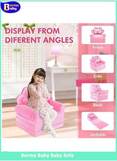 Berma Baby Children's Armchair  Foldable Kids Sofa cover without filler Backrest Armchair Cartoon Lazy Sofa Children Flip Open Sofa Bed  - Image 3