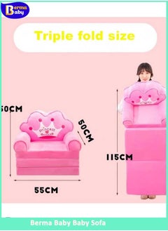 Berma Baby Children's Armchair  Foldable Kids Sofa cover without filler Backrest Armchair Cartoon Lazy Sofa Children Flip Open Sofa Bed  - Image 2