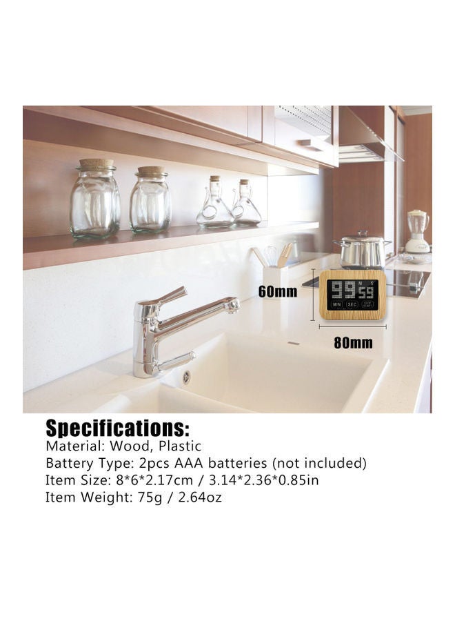 NIBEMINENT Digital Kitchen Timer Magnetic Countdown Clock Large Display Touchscreen Count Up And Down With Retractable Bracket For Cooking Kids Gym Games Classroom Beige 9.00*3.00*7.50cm - Image 4