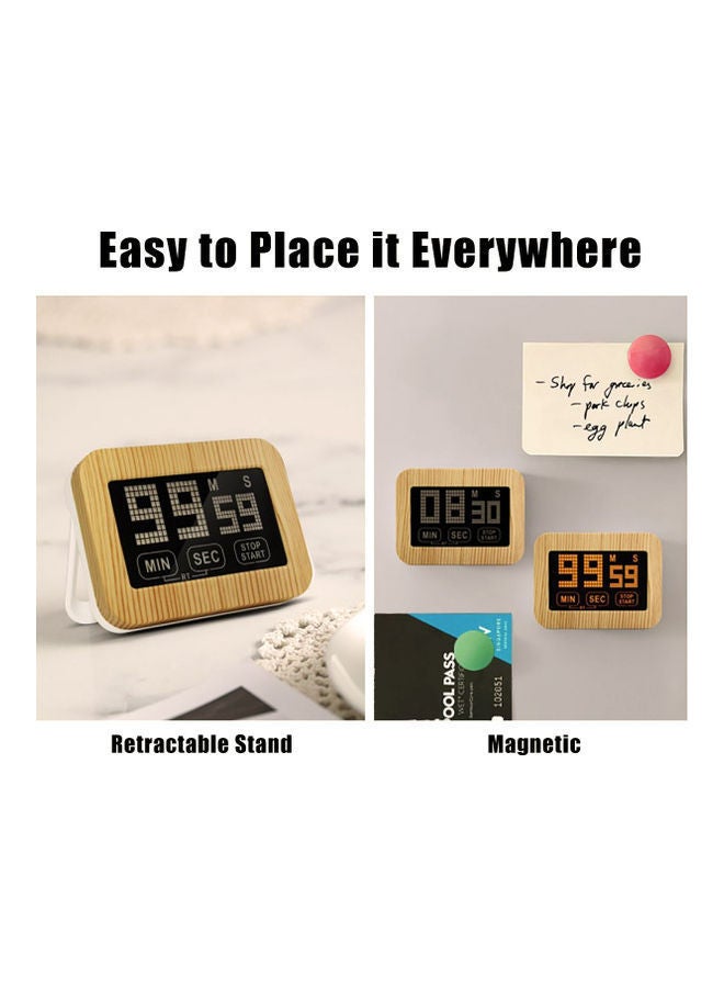 NIBEMINENT Digital Kitchen Timer Magnetic Countdown Clock Large Display Touchscreen Count Up And Down With Retractable Bracket For Cooking Kids Gym Games Classroom Beige 9.00*3.00*7.50cm - Image 3
