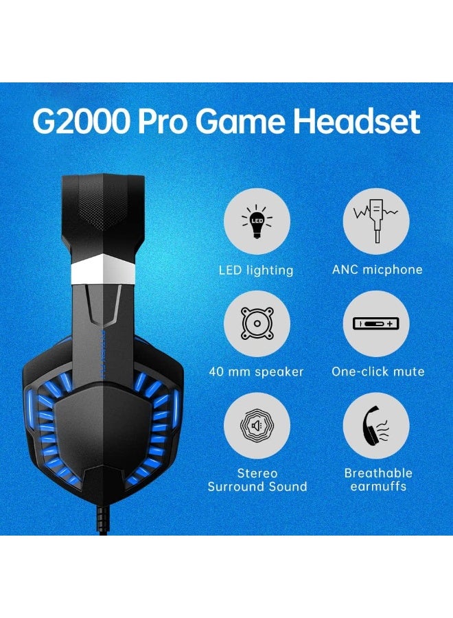G2000 PRO 7.1 Surround Sound Gaming Headset – Wired Headphones with Microphone, Heavy Bass, Noise Isolation, Telescopic Adjustable, FPS Compatible, LED Lighting – For PC, Gaming, and Multimedia - Image 2
