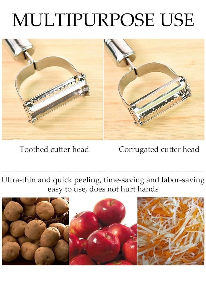 DUNISO Stainless Steel Peeler,2-In-1 Double-Head Planer Vegetable Grater,Fruit Planer Peeling Knife,Multi-Functional Fruit Vegetable Shredder Slicer,with Hanging Loop,Quick Smooth,for Peeling Vegetables and Fruits - Image 5