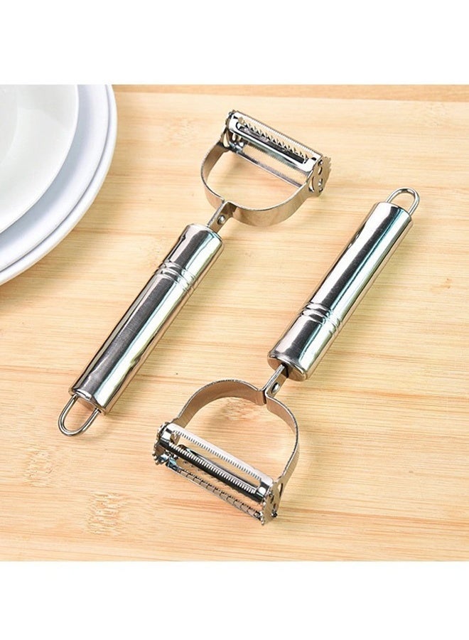 DUNISO Stainless Steel Peeler,2-In-1 Double-Head Planer Vegetable Grater,Fruit Planer Peeling Knife,Multi-Functional Fruit Vegetable Shredder Slicer,with Hanging Loop,Quick Smooth,for Peeling Vegetables and Fruits - Image 4